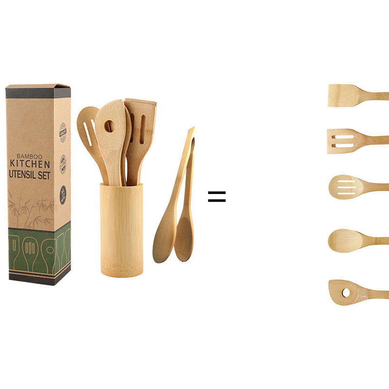 Bamboo Spatula Set with Holder