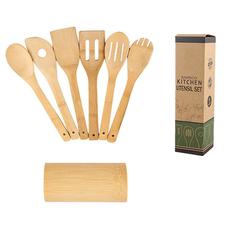 Bamboo Spatula Set with Holder