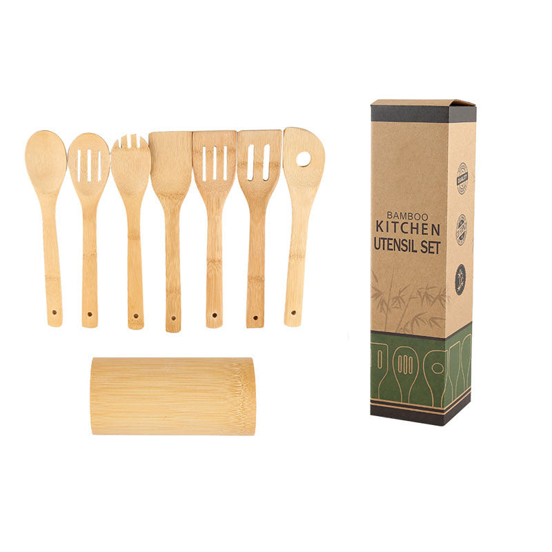 Bamboo Spatula Set with Holder