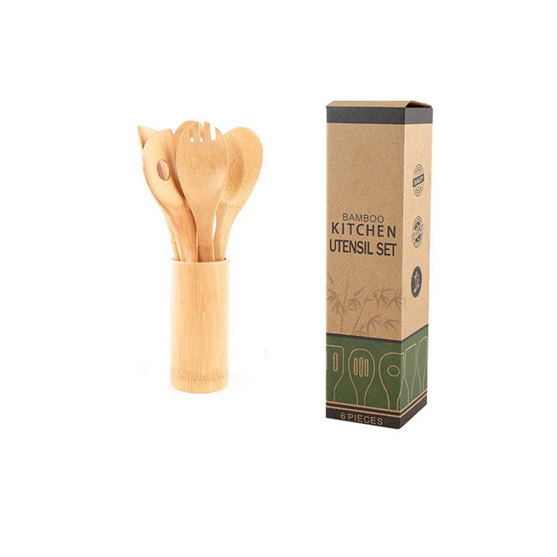 Bamboo Spatula Set with Holder