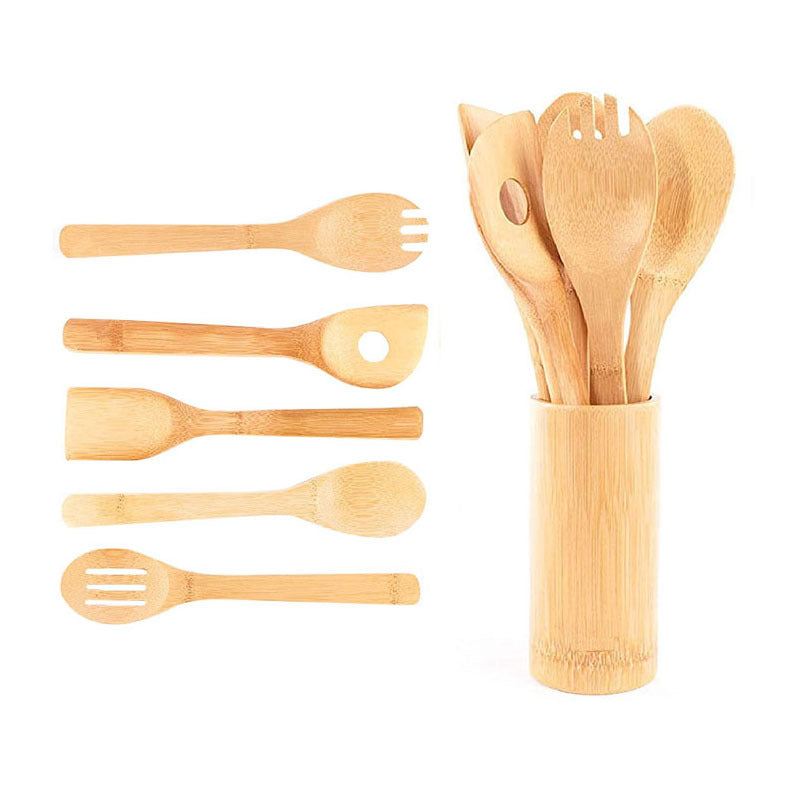 Bamboo Spatula Set with Holder