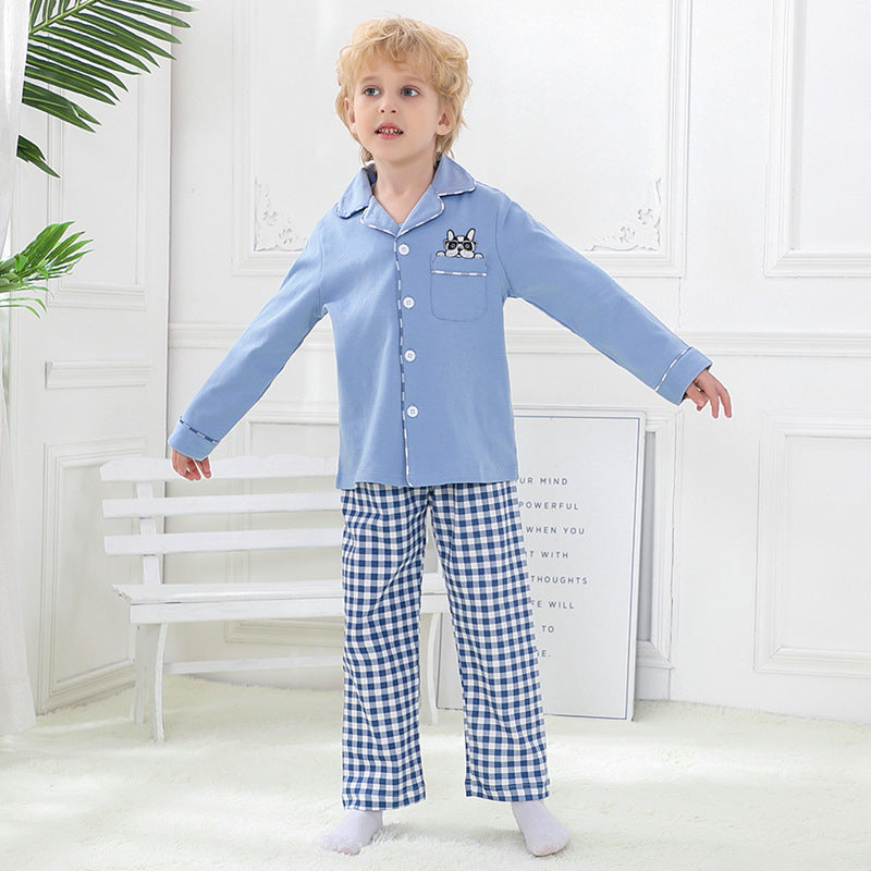 New Products Boys Cotton Cardigan Long Sleeve Children'S Pajama Set