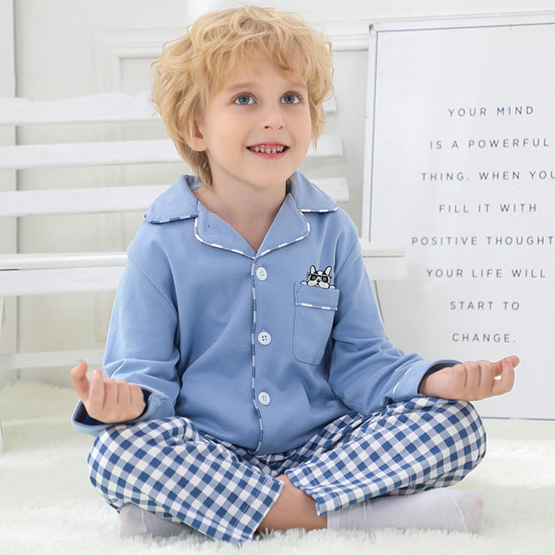 New Products Boys Cotton Cardigan Long Sleeve Children'S Pajama Set