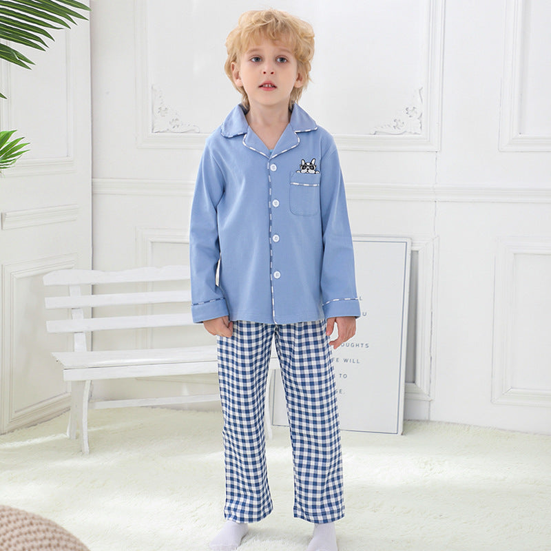 New Products Boys Cotton Cardigan Long Sleeve Children'S Pajama Set