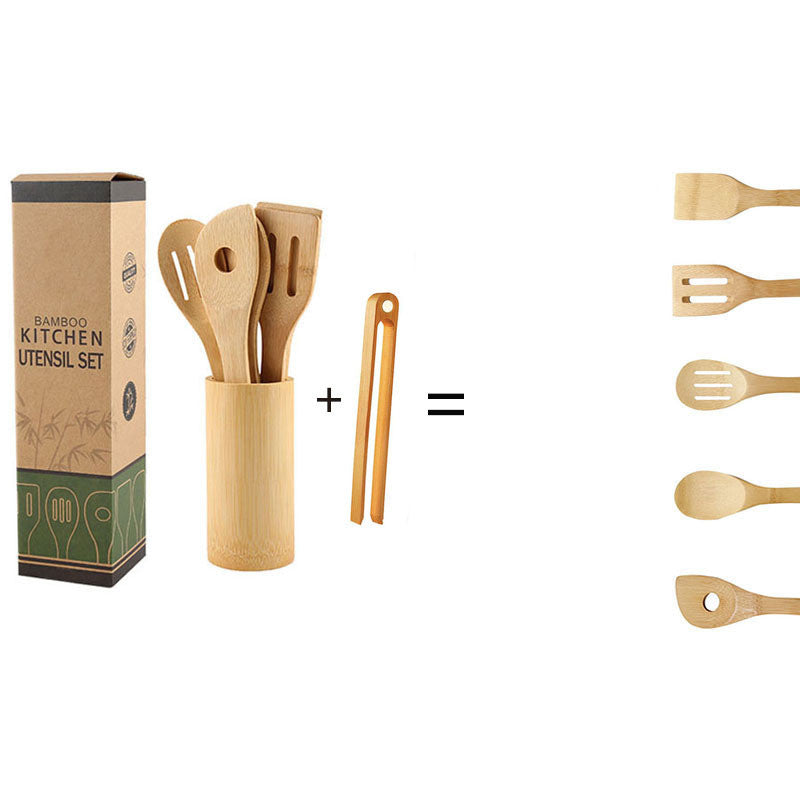 Bamboo Spatula Set with Holder