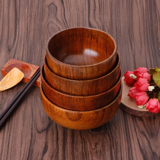 Round Wooden Serving Bowls