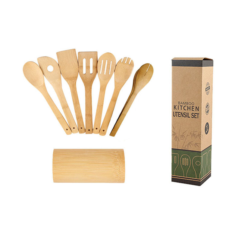 Bamboo Spatula Set with Holder