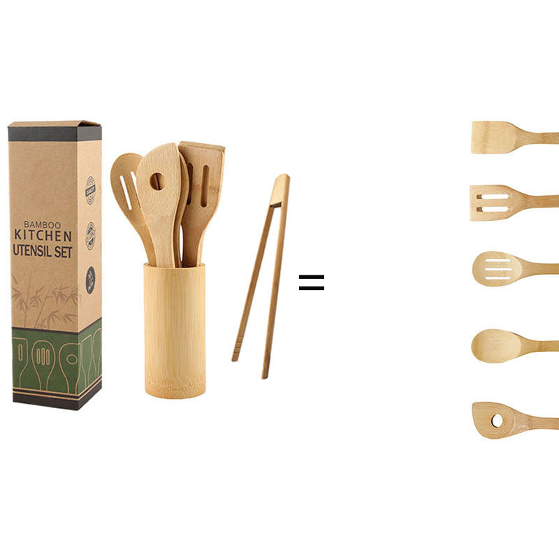 Bamboo Spatula Set with Holder