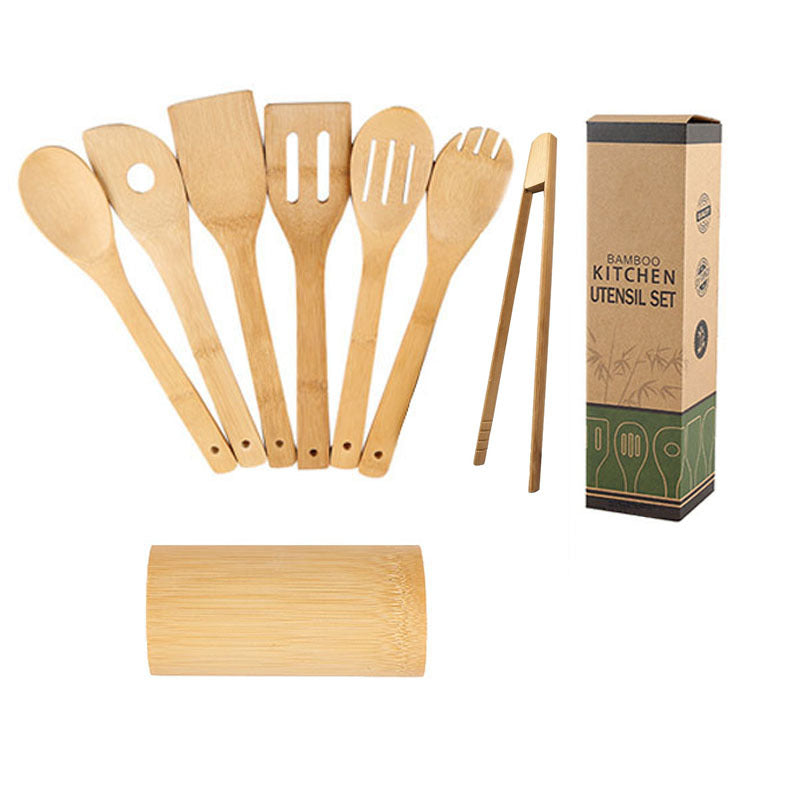 Bamboo Spatula Set with Holder