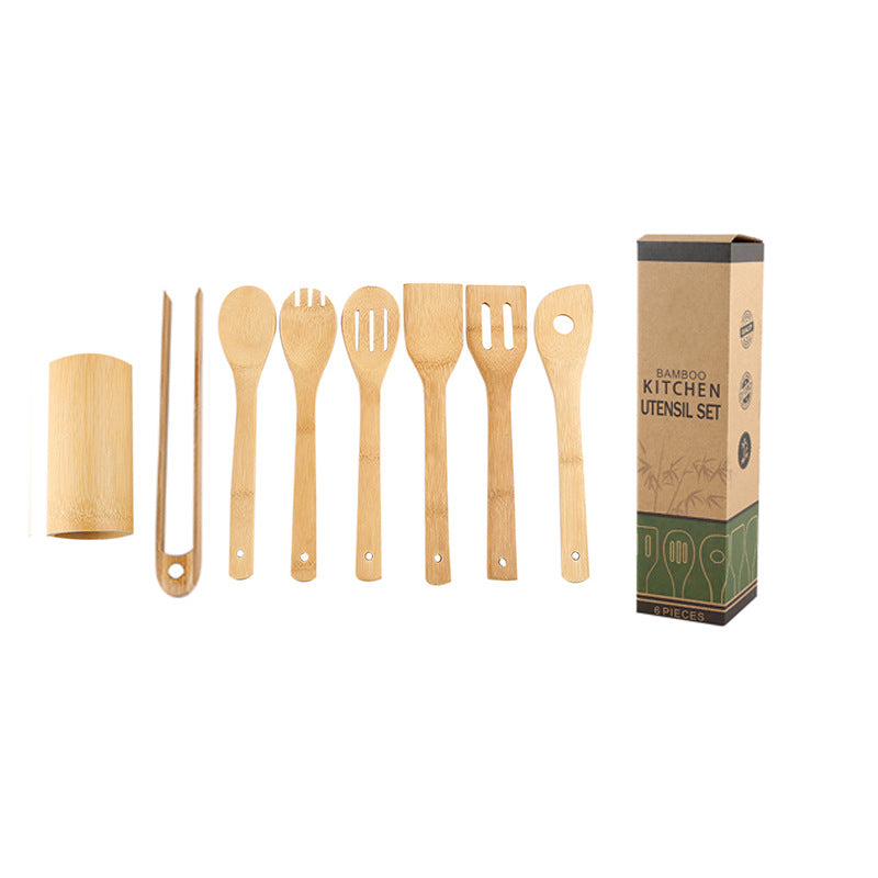 Bamboo Spatula Set with Holder