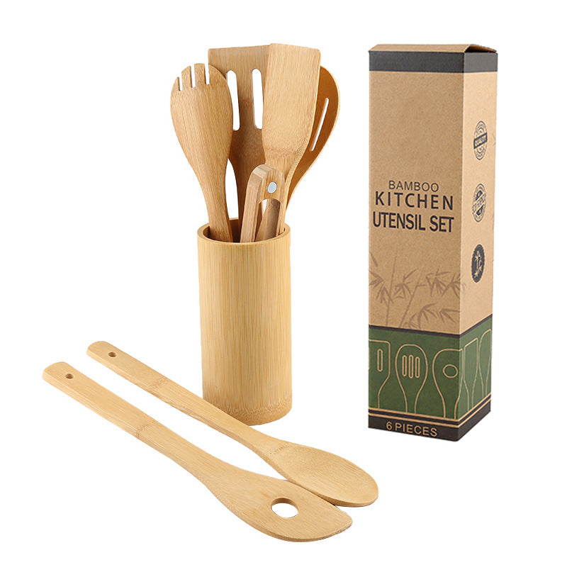 Bamboo Spatula Set with Holder