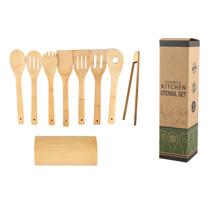 Bamboo Spatula Set with Holder